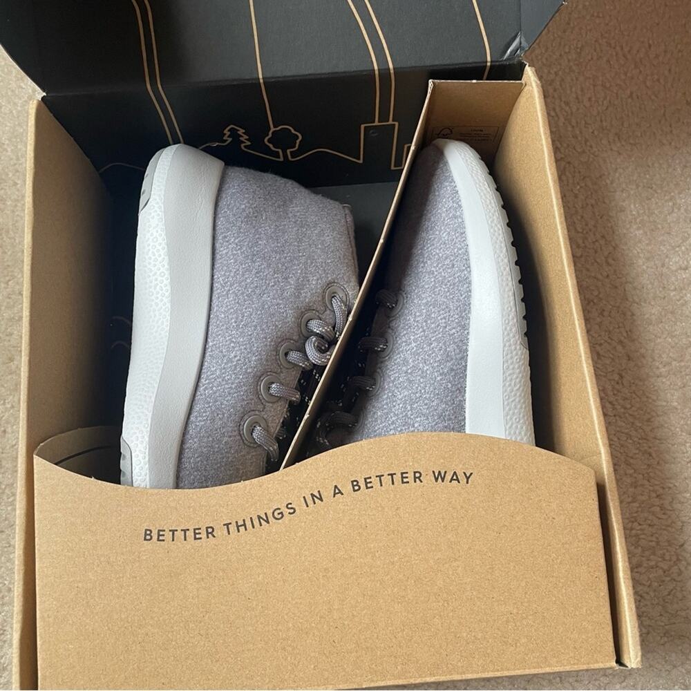 Allbirds Runner‎ Up Wool Mizzle Gray Sneakers NIB Size 9 - Picture 11 of 13